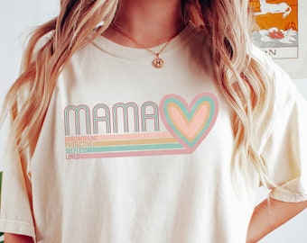 Camisa retro de mamá, camisa de mamá, camisa de corazón, camiseta de mamá amor, camisa de mamá, camisa de mamá linda, camiseta de mamá, regalo del día de la madre, camisa del día de la madre