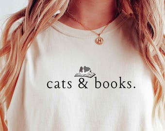 Cats & Books Sweatshirt, Cute Books Lover Sweatshirt, Books Club Shirt, Books Lover Gift, Back To School Shirt, Elementary Teacher Shirt