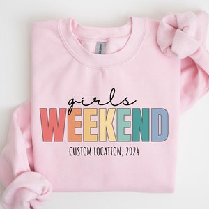 Sweat-shirt week-end 2025 pour filles, chemise de voyage pour filles, chemises personnalisées assorties, cadeau meilleur ami, t-shirt de voyage pour filles, chemise de vacances, chemise cadeau personnalisée