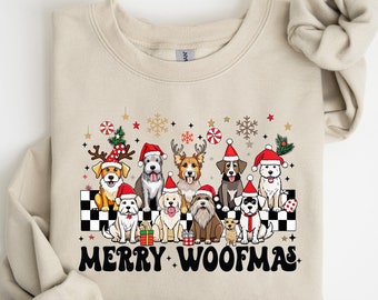 Merry Woofmas Sweatshirt, Dog Christmas TShirt, Dog Lover Shirt, Dog Lover Christmas Gift, Christmas Dog Shirt, Dog Mama Shirt, Holiday Gift