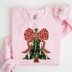 Christmas Tree Faux Glitter Sweatshirt,Christmas Tree T-Shirt,Cute Christmas Tree Tee,Coquette Glitter Christmas Tree T-shirt,Holiday Gift