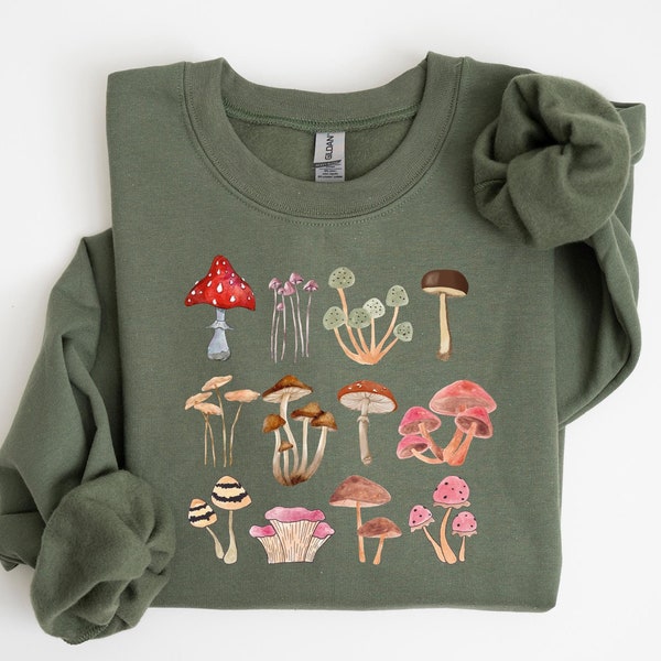 Mushroom Vintage Sweatshirt,Vintage Mushroom Shirt,Nature Lover Shirt,Mushroom Collector,Gardener Tee,Cottage Core Shirt,Funny Fall Shirt