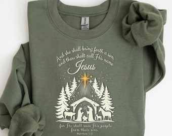 Sudadera navideña de Jesús, camiseta de Jesús, camiseta navideña cristiana, camiseta de la Natividad navideña, regalos navideños religiosos, camiseta de fe, camiseta de creyente
