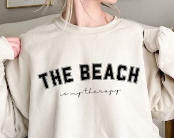 Felpa The Beach Is My Therapy, T-shirt da spiaggia, Felpa da terapia, Camicia da spiaggia, Felpa da viaggio, Felpa estiva, Camicia da donna