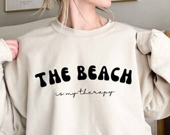 Felpa The Beach Is My Therapy, T-shirt da spiaggia, Felpa da terapia, Camicia da spiaggia, Felpa da viaggio, Felpa estiva, Camicia da donna