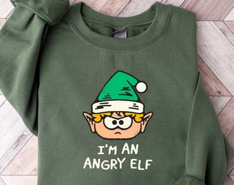 Soy una sudadera de elfo enojado, camisa de Navidad divertida, sudadera de Navidad, suéter de Navidad, camisa de Navidad, regalo de vacaciones, camisa de elfo