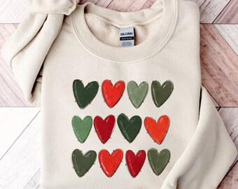 Sudadera de corazón de Navidad, sudadera de amor de Navidad, sudadera de Navidad, sudadera con capucha de Navidad, camisa de Navidad, regalo de Navidad, camisa de Navidad
