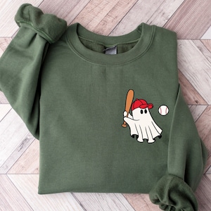 Ghost Baseball Sweatshirt, Ghost Shirt, Halloween Crewneck, Game Day Shirt, Baseball Shirt, Halloween Shirt, Baseball Sweatshirt