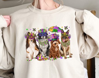 Mardi Gras Dog Sweatshirt, Mardi Gras Carnival Shirt, Mardi Gras Sweatshirt, Fleur De Lis Shirt, Fat Tuesday Tee, Mardi Gras Gift, Cute Tee