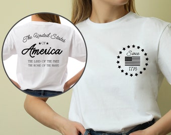 T-shirt 4 juillet, chemise USA 1776, T-shirt patriotique États-Unis, chemise Terre de la liberté, chemise États-Unis d'Amérique, chemise jour de l'indépendance