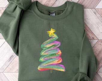 Watercolor Christmas Tree Sweatshirt, Christmas Sweatshirt, Christmas Tree Sweater, Christmas Shirt, Holiday Gift, Christmas Family, Xmas
