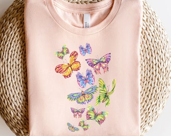 Butterfly T-shirt for Women, Cute Butterfly Gift, Butterflies Shirt for Girls, Cute Gift for Women, Summer Shirt, Cute Butterfly Gift