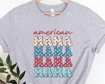 Maglietta American Mama, Maglietta Mama, Maglietta 4 luglio, Regali 4 luglio, Maglietta Giorno dell'Indipendenza, Maglietta Patriottica, Regalo Festa della Mamma, Regalo Mamma