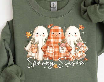 Faux-patchwork Halloween-spooktrui, leuk spookshirt, spooksweatshirt, Halloween-shirt, shirt spookliefhebber, shirt leraar, shirt van de leraar, moeder T-shirt