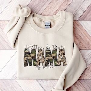 Glitter And Dirt Mama Of Both Shirt, Mama T-shirt, Leopard Design Shirt, Cute Mom Shirt,Mom Of Both Shirt,Leopard Mama Shirt,Camo Mama Shirt