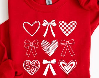 Happy Valentine's Day Sweatshirt, Coquette Heart Sweater, Cute Leopard Heart Shirt, Love Sweatshirt, Gift for Her, Happy Valentine Tee