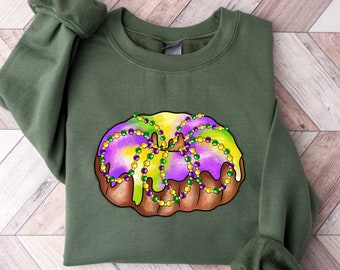Mardi Gras King Cake Sweatshirt, Women's Mardi Gras Sweatshirt, King Cake Tee, Women's Mardi Gras Shirt, Mardi Gras T-Shirt, Mardi Gras Gift