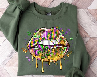 Mardi Gras Lips Shirt, Mardi Lips Shirt, Mardi Gras Lips Tee, Mardi Gras T-shirt, Mardi Party Shirt, Fleur De Lis Shirt, Fat Tuesday Tee