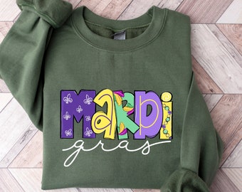 Mardi Gras Sweatshirt, Mardi Gras Carnival Shirt, Women Mardi Gras Costume, New Orleans Cruise Shirt, Fleur De Lis Shirt, Fat Tuesday Shirt