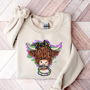 Mardi Gras Cow Sweatshirt, Fat Tuesday Shirt, New Orleans Shirt, Nola Shirt, Mardi Gras Shirt, Fleur De Lis Shirt, Fat Tuesday Sweatshirt