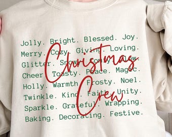 Kerstshirt met ronde hals, kerstshirts, leuk winter-T-shirt, kerstshirt voor vrouwen, kerstshirt met ronde hals, vakantietrui