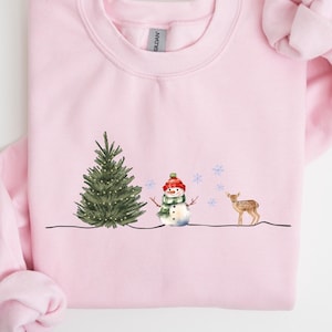 Christmas Snowman Sweatshirt, Christmas Sweatshirt, Snowman Shirt, Snowman T-Shirt, Christmas Crewneck, Christmas Shirts for Women image 2