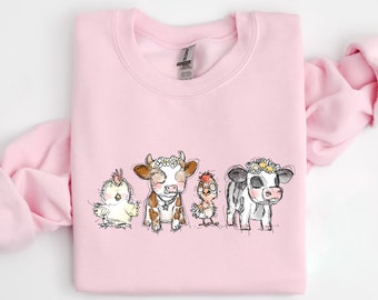 Süßes Bauernhoftiere Shirt, Bauernhof Tier Shirt, Tier Liebhaber Shirt, süßes Kühe Shirt, Bauernhof Kinder Shirt, Tierliebhaber Geschenk, Geschenke für Kinder