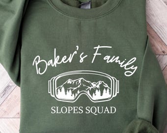 Custom Slopes Squad 2026 Sweatshirts, Ski Trip Matching Family Vacation T-Shirts, Ski Family Shirt, Matching Skiing Group Shirt