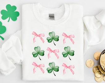 Cute Shamrock Sweatshirt, Womens St Patricks Day Shirt, St Pattys Day, Womens Shirt, Irish Womens Shirt, Shamrock Shirt, Coquette Shirt