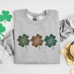 Leopard Shamrock Sweatshirt, St Patricks Day Shirt, Lucky Shirt, Patricks Shamrock Shirt, Leopard St Patricks Day Shirt, Patricks Day Gift