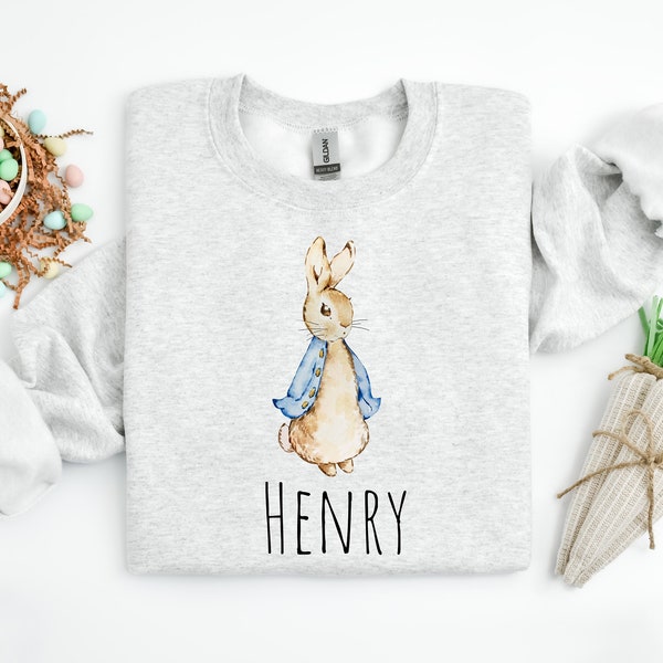 Personalized Name Bunny Kids Shirt, Custom Boy Toddler Tee, Cute Easter Bunny Tee, Personalized Easter Boys Shirt, Personalized Name Gift