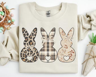 Blumen Häschen Sweatshirt, niedlichen Ostern Bogen Rundhalsausschnitt, trendigen Häschen Damen Pullover, Kokett Osterhase Sweatshirt, Geschenk für sie, Peeps Shirt