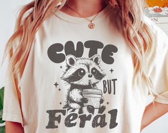 Maglietta carina ma selvaggia, maglietta divertente con meme e procione, regalo per bambini, maglietta con procione, maglietta per bambini piccoli, abbigliamento per bambini, abiti con animali, maglietta divertente con ferino