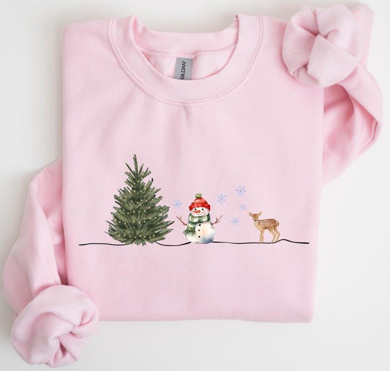 Christmas Snowman Sweatshirt, Christmas Sweatshirt, Snowman Shirt, Snowman T-Shirt, Christmas Crewneck, Christmas Shirts for Women image 2