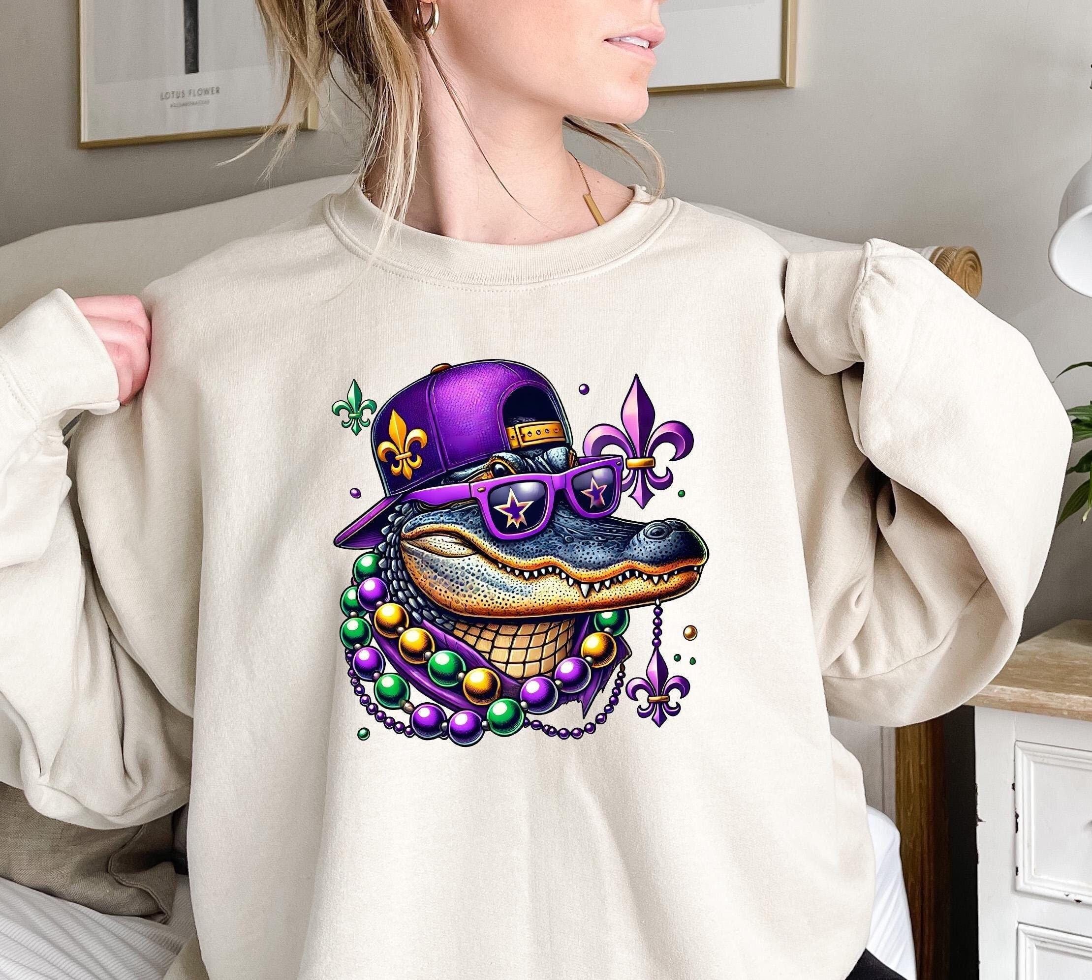 Mardi Gras Alligator Tee,mardi Gras Trumpet Shirt,louisiana Tee