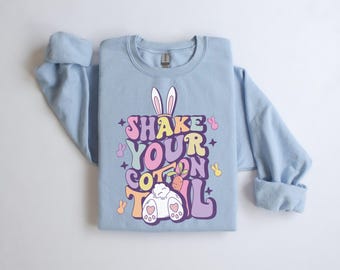 Sweat-Shirt Pâques Lapin Kawaii - Manches Longues Col Rond Pour Femme