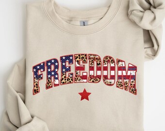 Sudadera retro Freedom, camiseta Freedom USA, sudadera de cuello redondo para mujer de EE. UU., camiseta de EE. UU., camiseta de América, camiseta del 4 de julio, camiseta del Día de la Independencia