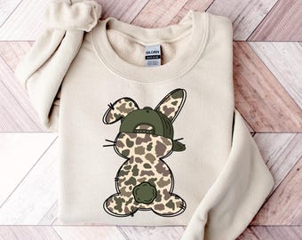 Easter Camouflage Bunny Shirt, Toddler Easter Bunny Sweatshirt, Easter Gift for Boys, Egg Hunter Camo Easter Shirts, Egg Hunters Shirt Gift
