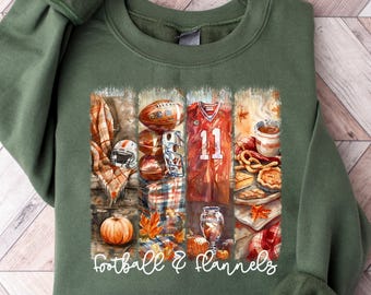 Football Season Sweatshirt, Football Mama Shirt, Football Game Day Tee, Football Fall Season Tee, Thanksgiving Shirt,Football & Flannels Tee