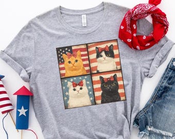 Patriotic Cat Shirt, Independence Day Cat Shirt, 4th Of July Cat Shirt, Usa Flag Cat Shirt, Memorial Day Shirt, Cat Lover Shirt,Cat Mom Gift