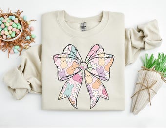 Felpa con fiocco pasquale retrò, maglietta pasquale vintage, regalo di Pasqua per uomini, donne e bambini, maglietta con coniglietto pasquale carino, maglietta con coniglio pasquale, maglietta Peeps