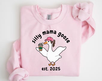 Custom Mama Silly Goose Shirt,Coffee Lover Mom T-Shirt,Funny Goose Gift for Mom,New Pregnancy Announcement Tee,Mothers Day Gift,Mama T-Shirt