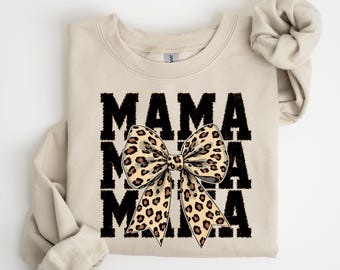 Leopard Retro Mama Sweatshirt, Coquette Mama Shirt, Mothers Day Gift, Mom Shirt, Retro Mama Shirt, Gift For Mom, Mama Shirt, New Mom Gift
