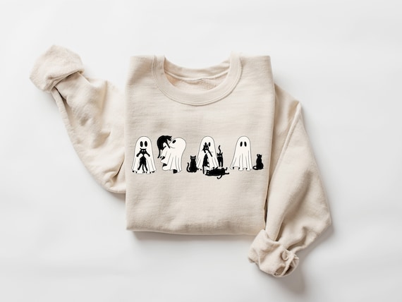 Ghost Cat Sweatshirt, Ghost Cat Tshirt, Halloween Crewneck, Ghost Shirt, Cat Lover Shirt, Cat Tshirt, Halloween Shirt, Cat Mom Tshirt