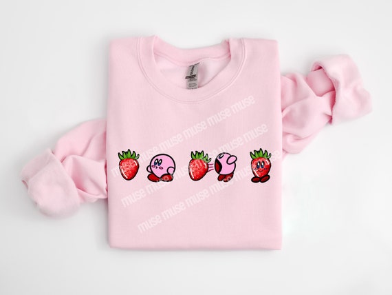 Kirby Summer T-Shirt, Funny Summer Shirt, Strawberry Sweatshirt, Kirby Strawberry Shirt, Summer Shirt, Kirby Shirt, Funny Beach Shirt