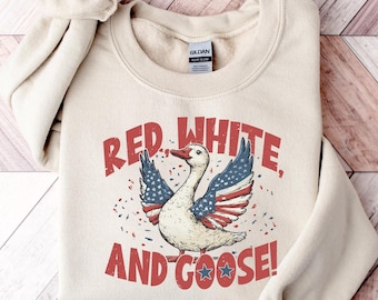 Red White and Goose Shirt, 4th of July Shirt, Funny Goose Shirt, Patriotic T-Shirt, Goose Tee, Independence Day, America Shirt, Goose Gift