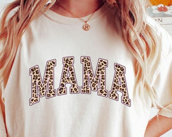 Leopard Pink Mama Shirt, Custom Mama Sweater, Mothers Day Gift, Mom Shirt, Retro Mama Shirt, Gift For Mom, Mama Shirt, Leopard Mama T-Shirt