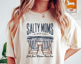 Maglietta Salty Moms, regalo estivo per il Beach Club, maglietta del Beach Club, maglietta estiva alla moda, maglietta da viaggio per ragazze, regalo per la festa della mamma, maglietta per la mamma, maglietta coordinata per la mamma