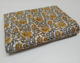 Indian Kantha Quilt Block Printed Kantha Blanket Cotton Kantha Bedspread Handmade Kantha Coverlet Throw Queen Size Kantha Bedcover