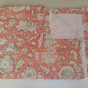Indian Kantha Quilt Handmade Kantha Bedcover Throw Cotton Blanket Gudari Twin , Queen Kantha Quilt King Quilt, King Bedspread